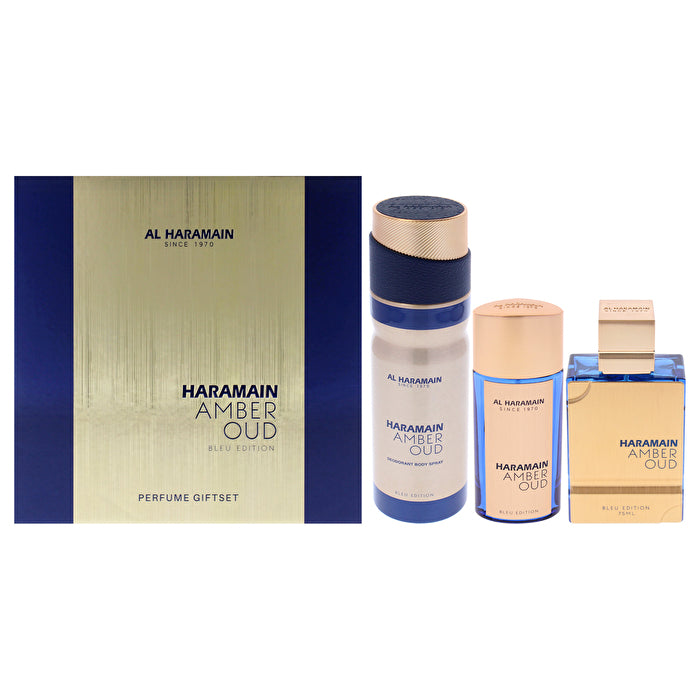 Al Haramain Amber Oud Bleu Edition Gift Set Eau De Parfum 75ml Eau De Parfum 30ml And Deospray 200ml 75ml