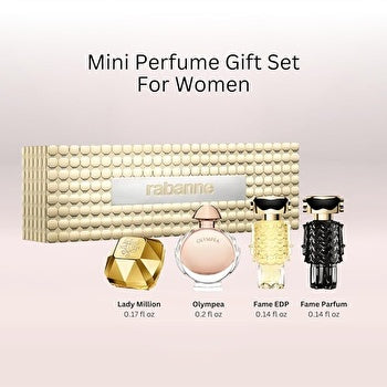 Paco Rabanne 4 Pcs Mini Set For Women: Lady Million Eau De Parfum & Olympea Eau De Parfum 6ml & Fame Eau De Parfum 4ml & Fame Parfum 4ml 5ml