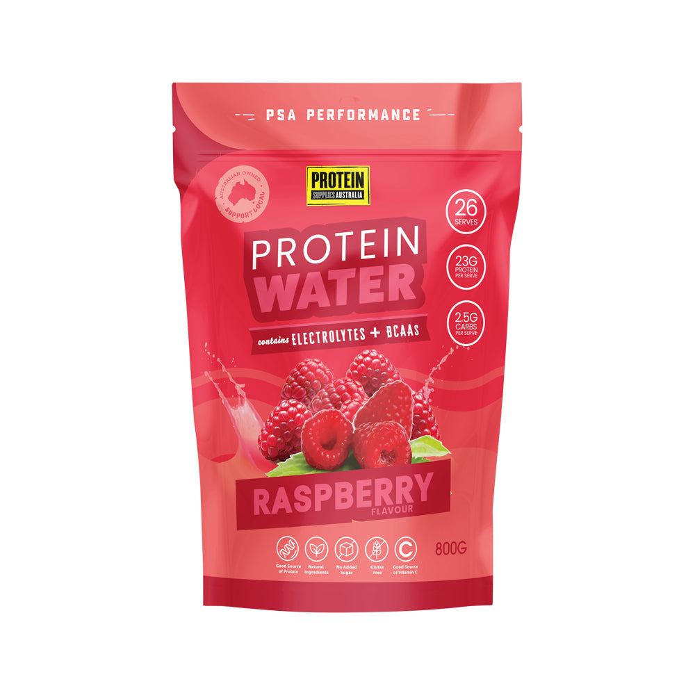 Protein Supplies Australia Protein Water (contiene electrolitos + BCAA) Frambuesa 800 g
