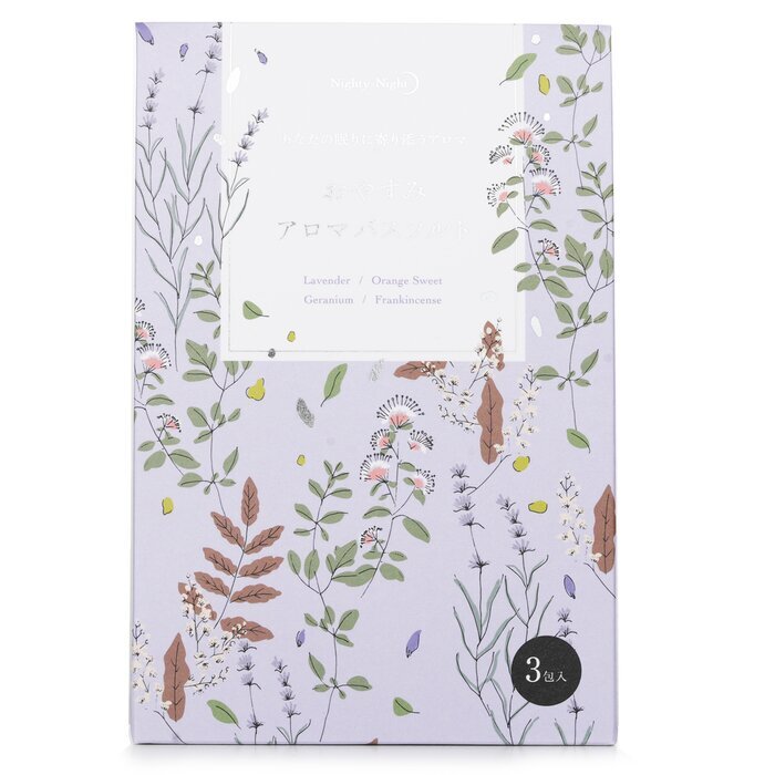 Sales de baño con aroma nocturno japonés Daily Aroma: lavanda, naranja dulce, geranio e incienso, 3 unidades de 40 g