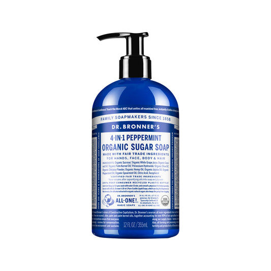Dr. Bronner's Organic Pump Soap (Sugar 4-in-1) Peppermint 355ml