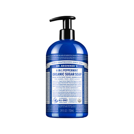 Dr. Bronner's Organic Pump Soap (Sugar 4-in-1) Peppermint 710ml