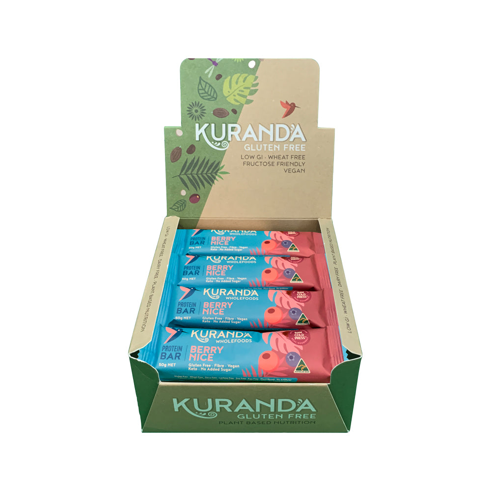 Kuranda Wholefoods Gluten Free Protein Bars Berry Nice 50g x 16 Display