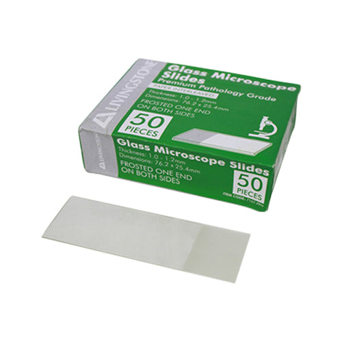 Portaobjetos de vidrio esmerilado Livingstone, paquete de 50