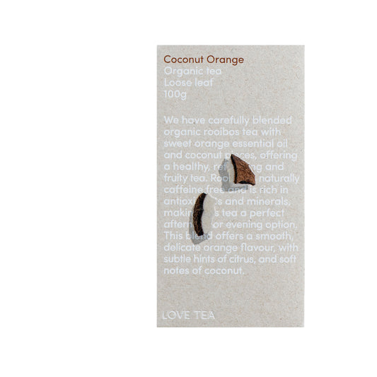 Té orgánico de coco y naranja Love Tea, hojas sueltas, 100 g