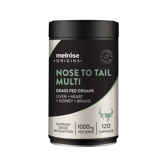 Melrose Origins Nose To Tail Multi (Órganos alimentados con pasto 1000 mg: hígado + corazón + riñones + cerebro) 120c