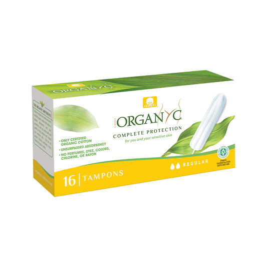 Tampones orgánicos Organyc de tamaño regular, paquete de 16