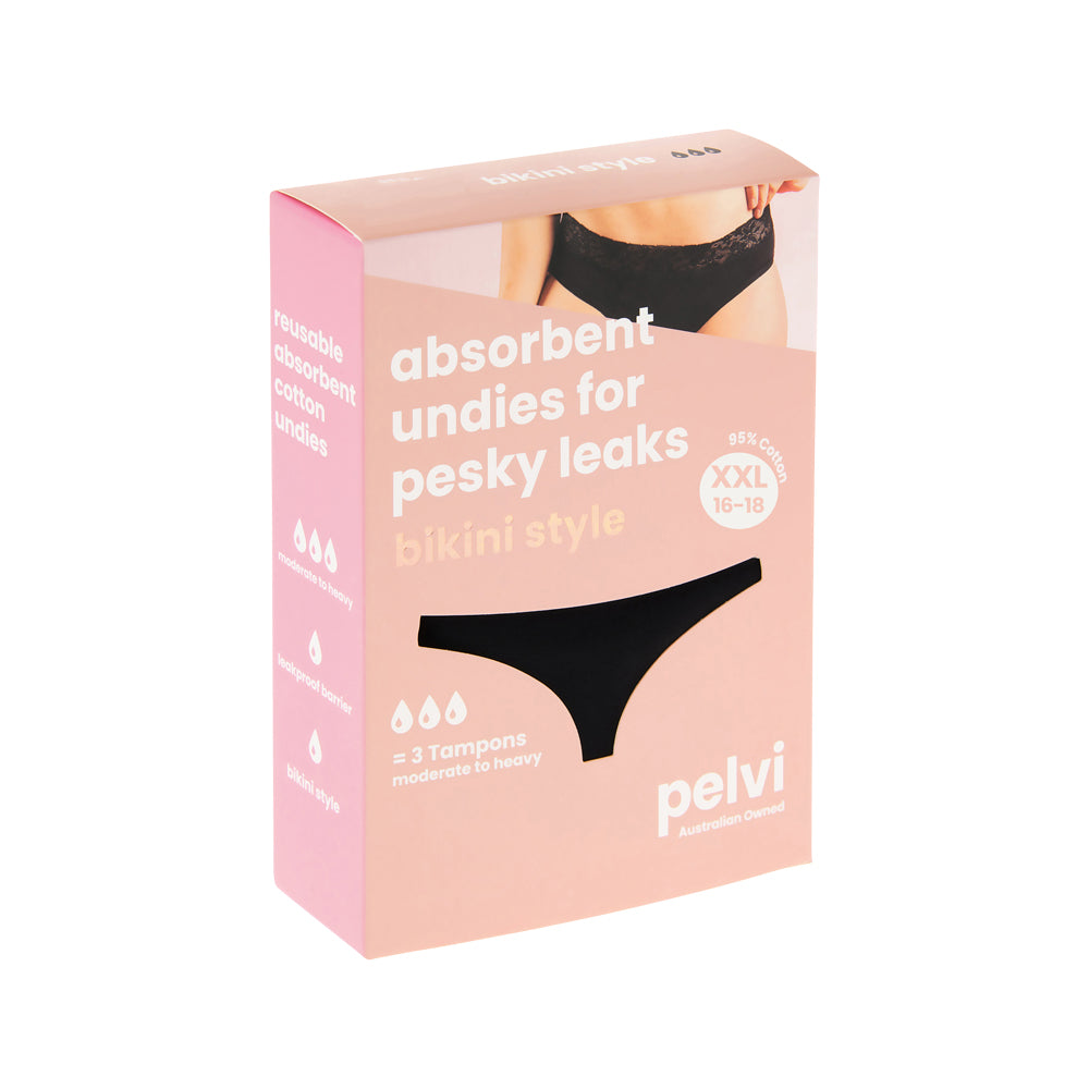 Pelvi Leakproof Ropa interior Bikini Negro XXL