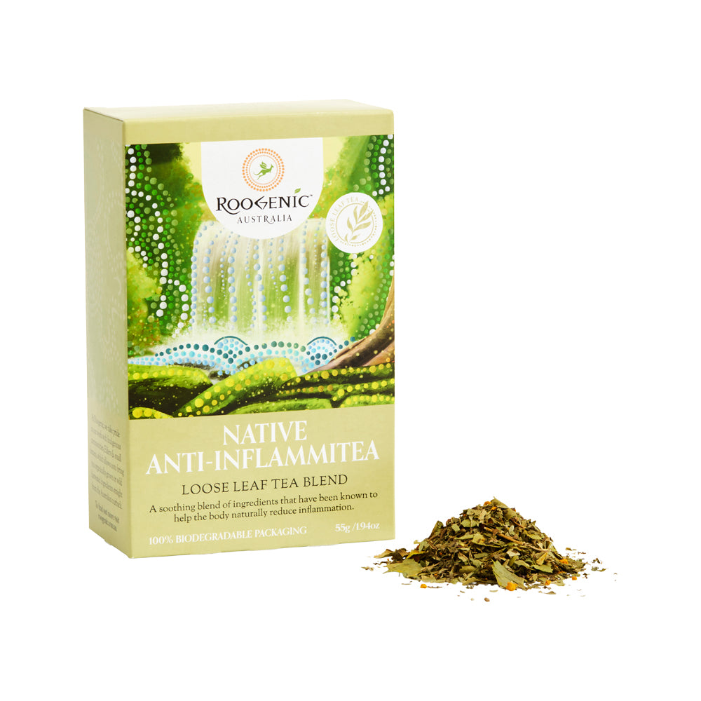 Hojas sueltas antiinflamatorias nativas de Australia de Roogenic, 55 g