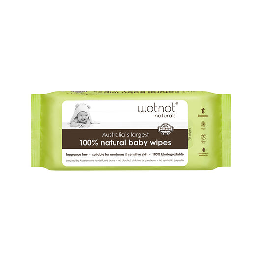 Wotnot Naturals 100% Natural Baby Wipes x 70 Pack